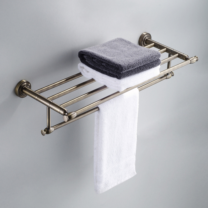 Copper-double-layer-towel-rack-antique-brass-towel-rack-long-and-short-3588-towel-bar